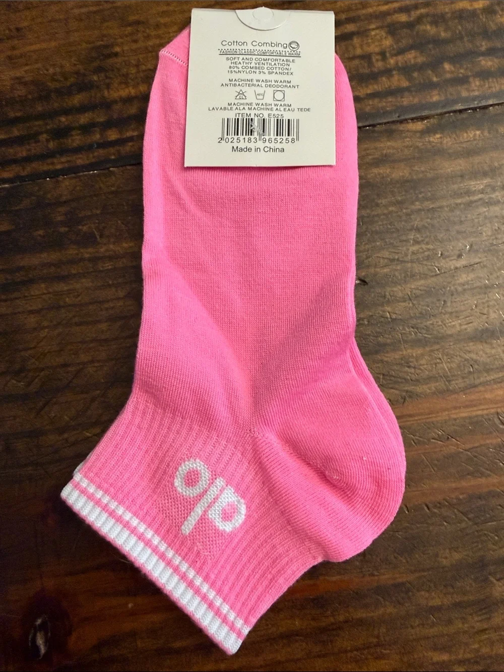 Alo Yoga Inspired Bright Pink Ankle Socks with White Stripes/Logo